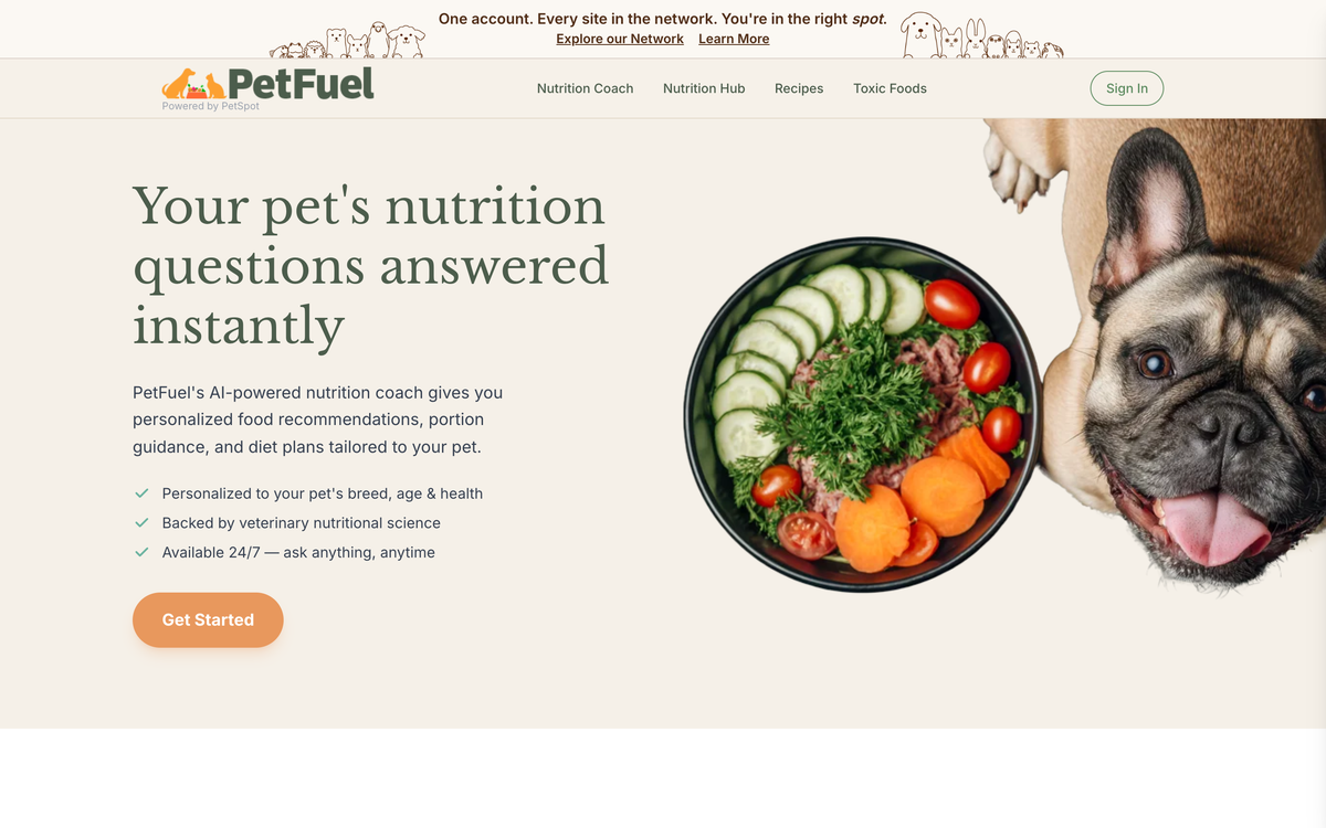 petfuel.ai — personalised pet nutrition and feeding guidance