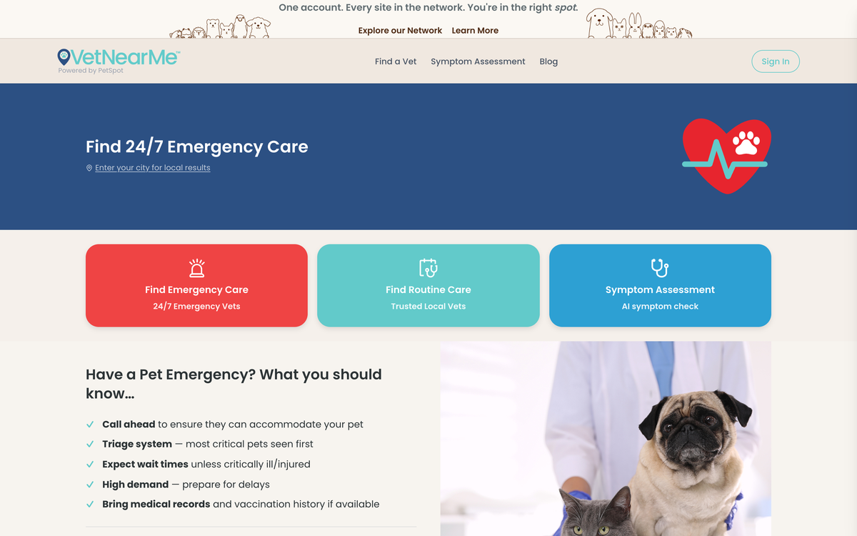 vetnearme.ai — find and book veterinary care nearby